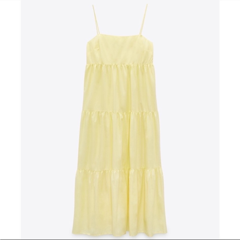 Zara cotton paneled dress in yellow size S